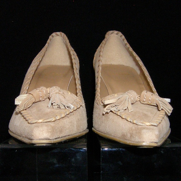 Stuart Weitzman suede pointy tassel loafer heel 6M - Picture 6 of 8
